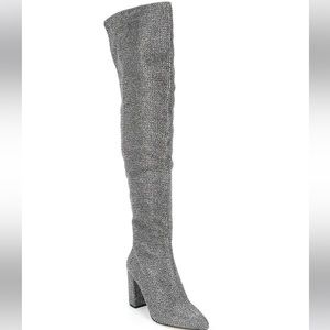 Carvela Shine Over-The-Knee Rhinestone Embellished Block Heel Boots